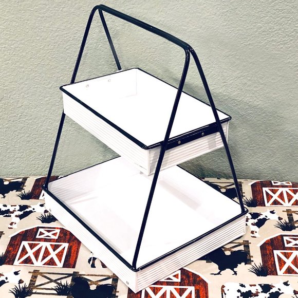 Accents Two Tier White Enamel Tray Poshmark